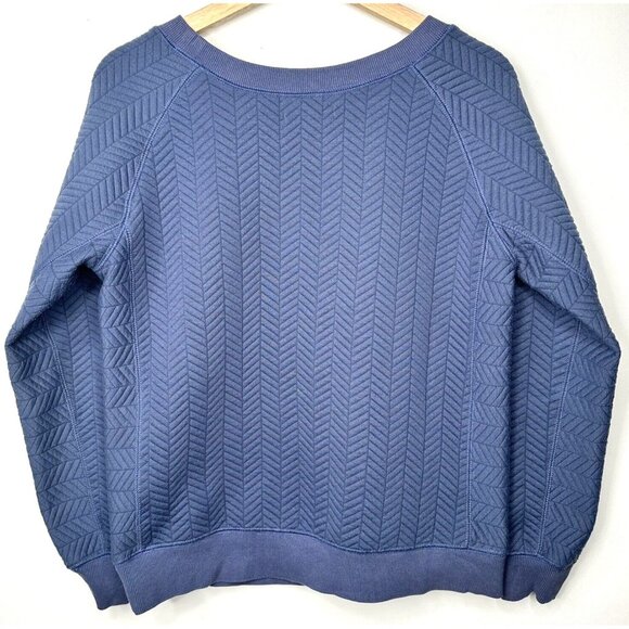 Prana Womens Sweatshirt Herringbone Quilted Pockets Crew Pullover Blue Small - Picture 2 of 9